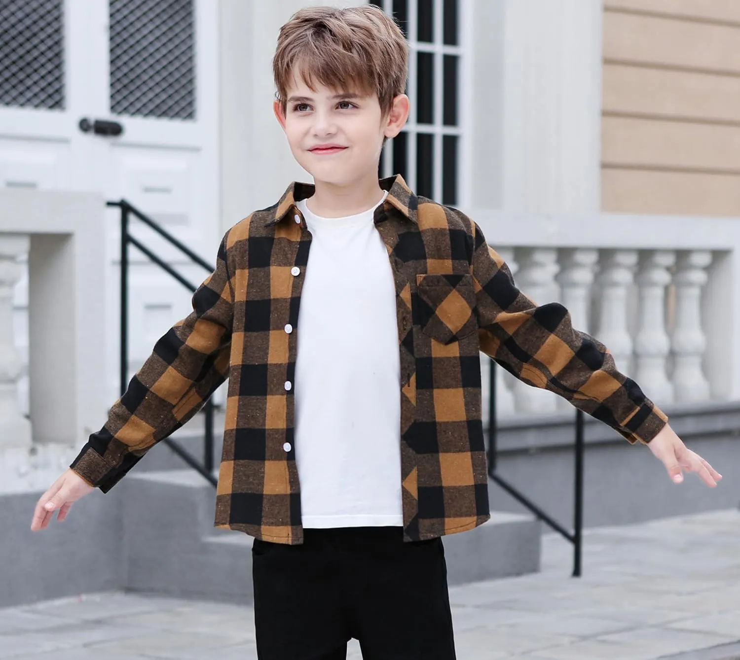 SANGTREE Mens & Boys Plaid Shirt Long Sleeve Button Down Flannel Shirts, US 3 Months - Adult 9XL