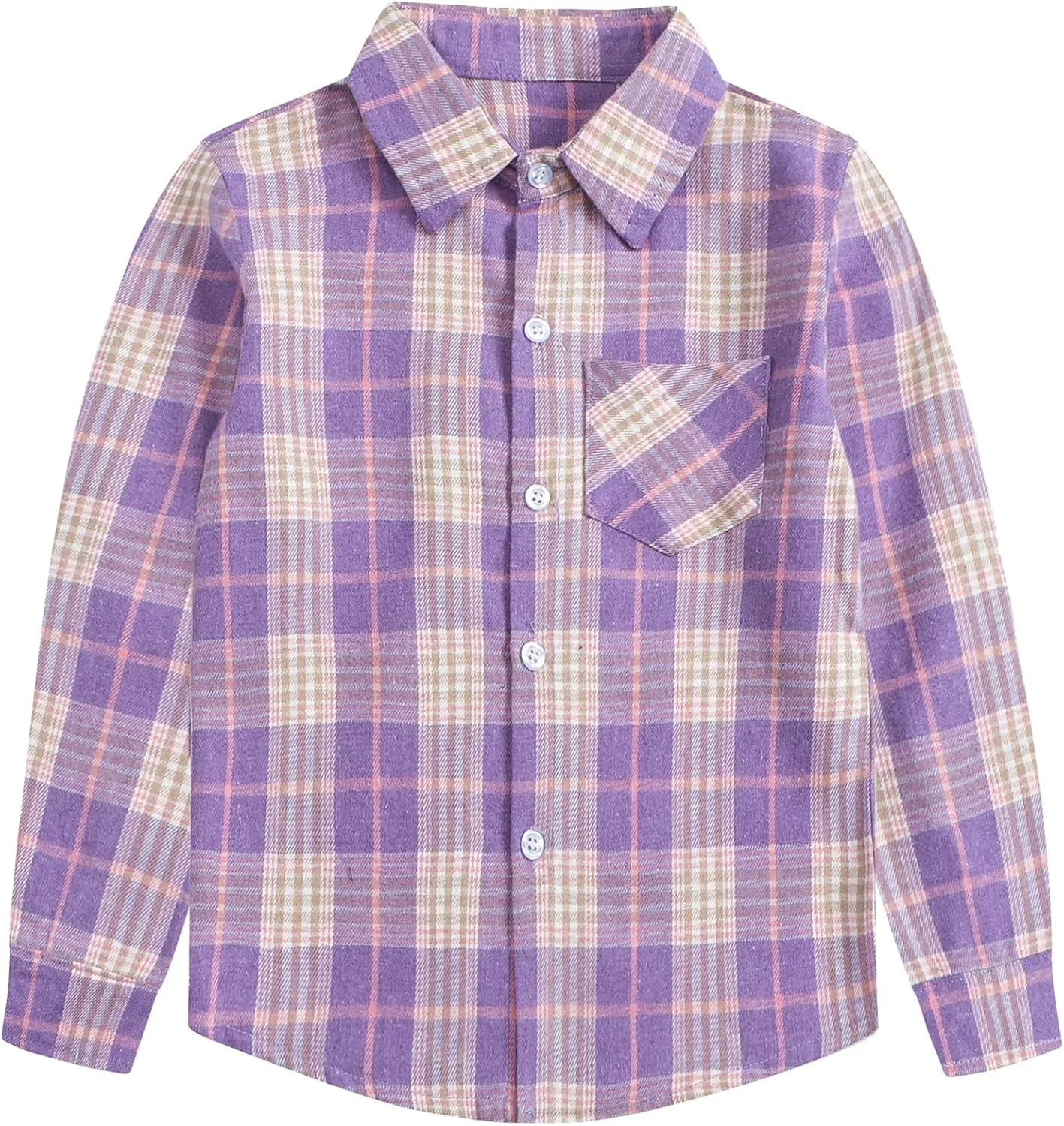 SANGTREE Womens and Girls Long Sleeve Flannel Shirt Casual Button Down Plaid Shirts, 3 Months - Adult 2XL