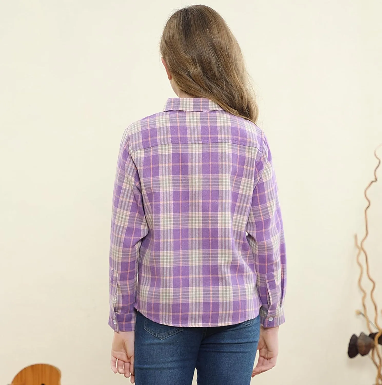 SANGTREE Womens and Girls Long Sleeve Flannel Shirt Casual Button Down Plaid Shirts, 3 Months - Adult 2XL