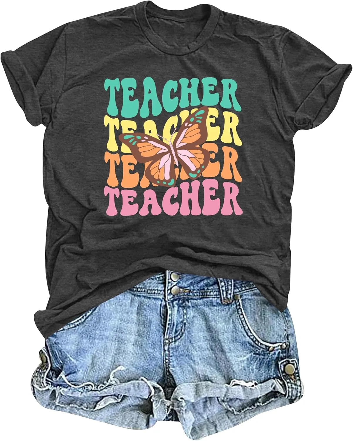 Teacher Shirts Women: Checkered Teach Printed T-Shirt Graphic Teaching Gifts Tees Casual Short Sleeve Tops