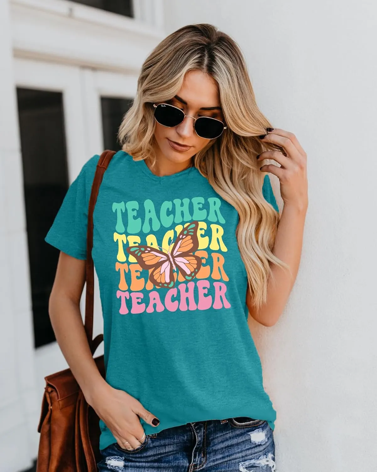 Teacher Shirts Women: Checkered Teach Printed T-Shirt Graphic Teaching Gifts Tees Casual Short Sleeve Tops