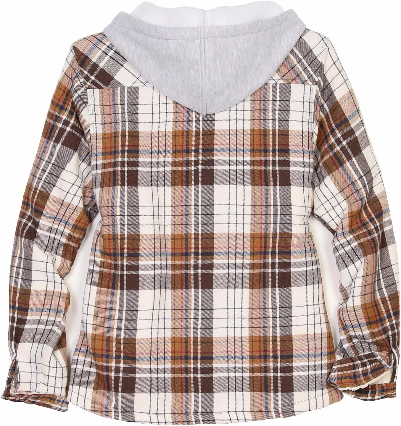 ThCreasa Womens Full Sherpa Lined Plaid Flannel Hooded Jacket with Hand Pockets, Zip Up Fuzzy Hoodie Flannel Shacket