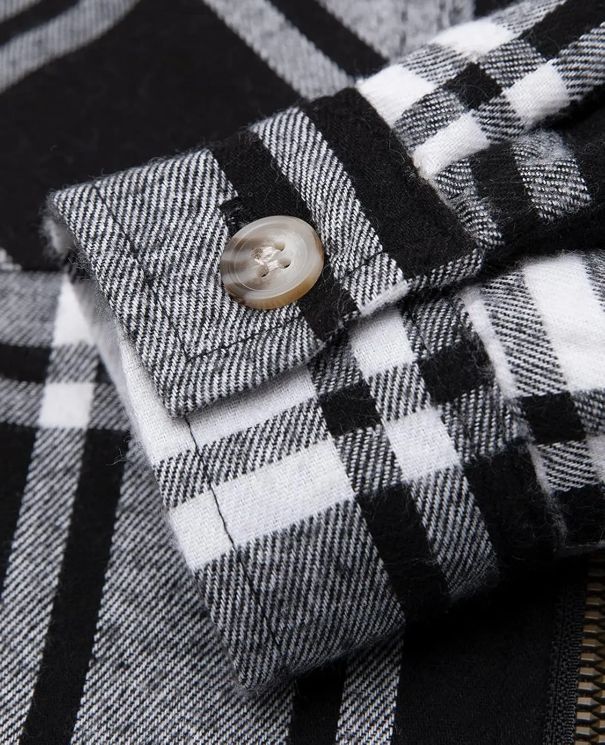 ZENTHACE Girls Sherpa Lined Full Zip Up Plaid Flannel Shirt Fuzzy Hooded Flannel Jacket with Hand Pockets