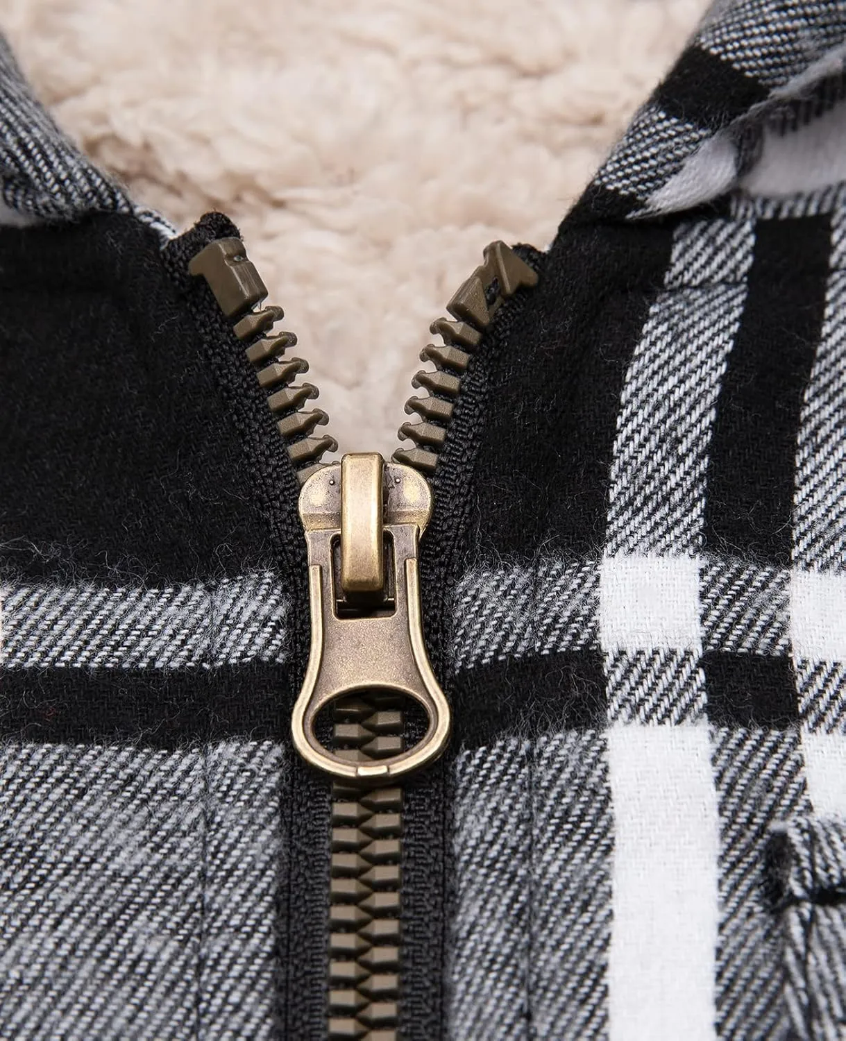 ZENTHACE Girls Sherpa Lined Full Zip Up Plaid Flannel Shirt Fuzzy Hooded Flannel Jacket with Hand Pockets
