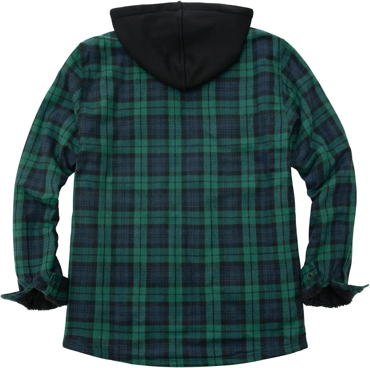 ZENTHACE Men's Sherpa Lined Full Zip Hooded Plaid Shirt Jacket
